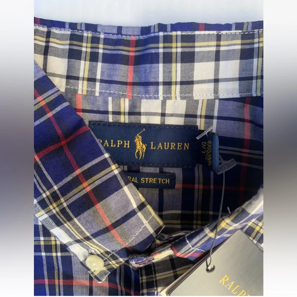 Ralph Lauren Boys Sz Large 14-16 Blue Plaid Button Down Long Sleeve Shirt